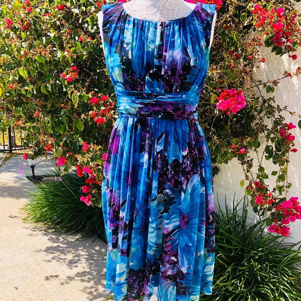 Calvin Klein Sleeveless Rouged Neck Dress